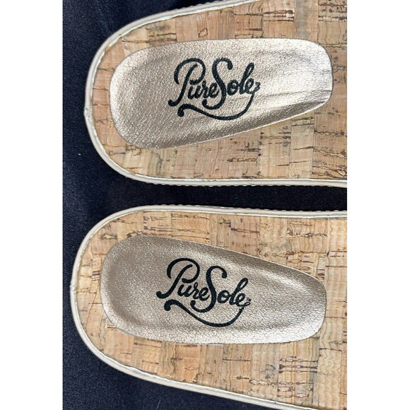 Pure Sole Sandals beige leather with flower accent on the top Women Sz 8 - Picture 12 of 14